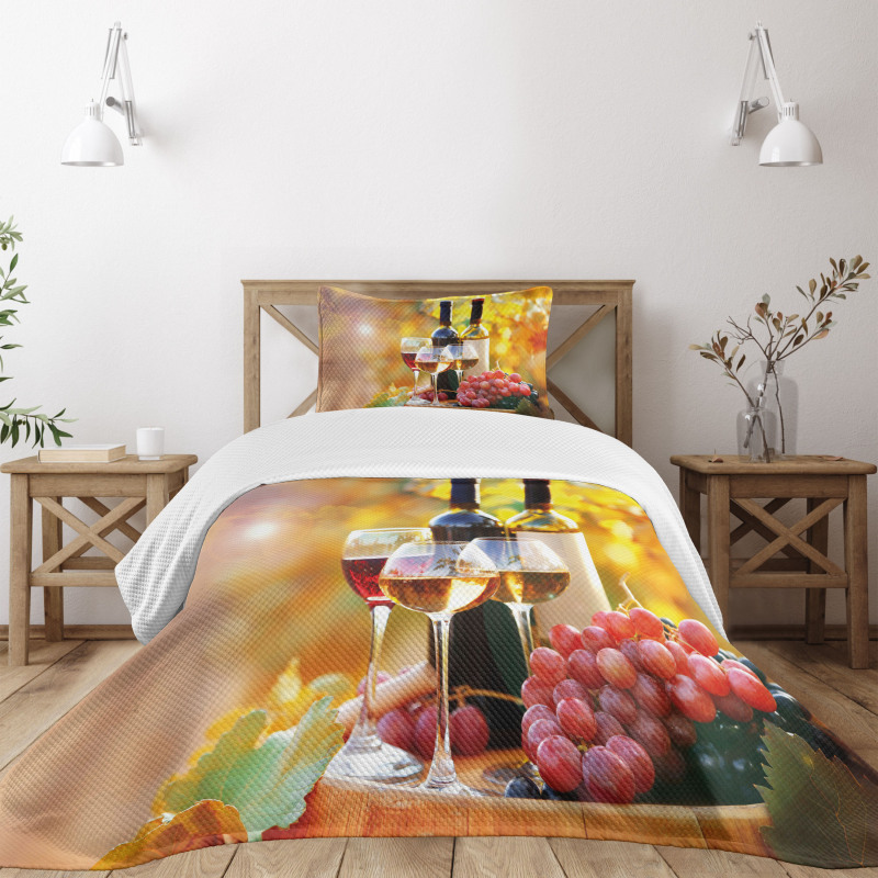 Wine Themed Grape Country Bedspread Set