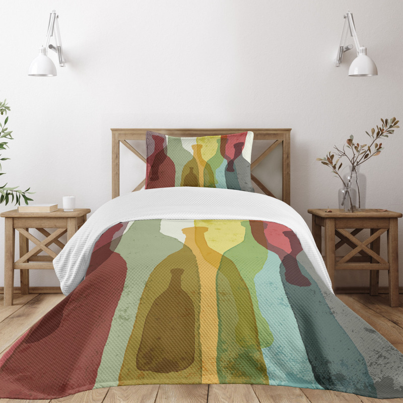 Abstract Colorful Bottles Bedspread Set