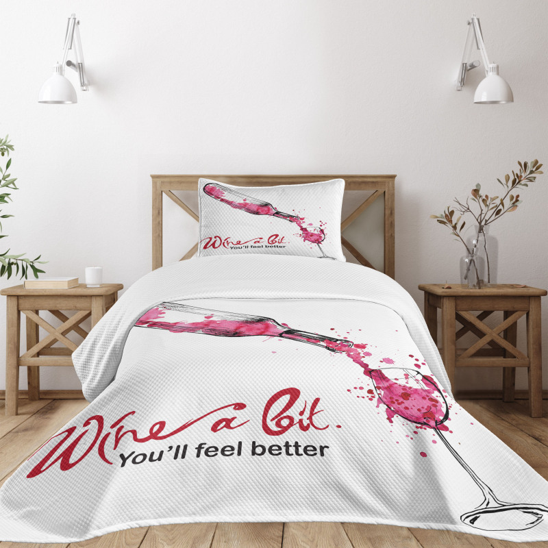 Inspirational Words Sketch Bedspread Set