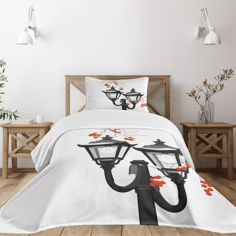 Lantern Snowy Branches Bedspread Set