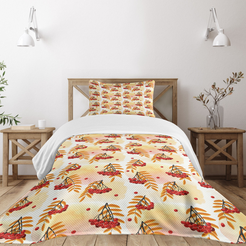 Romantic Fall Season Tile Bedspread Set