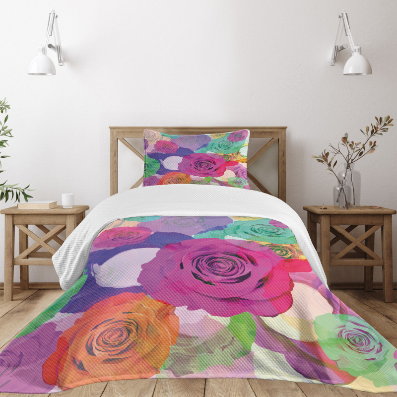 Floral Arrangement Roses Bedspread Set