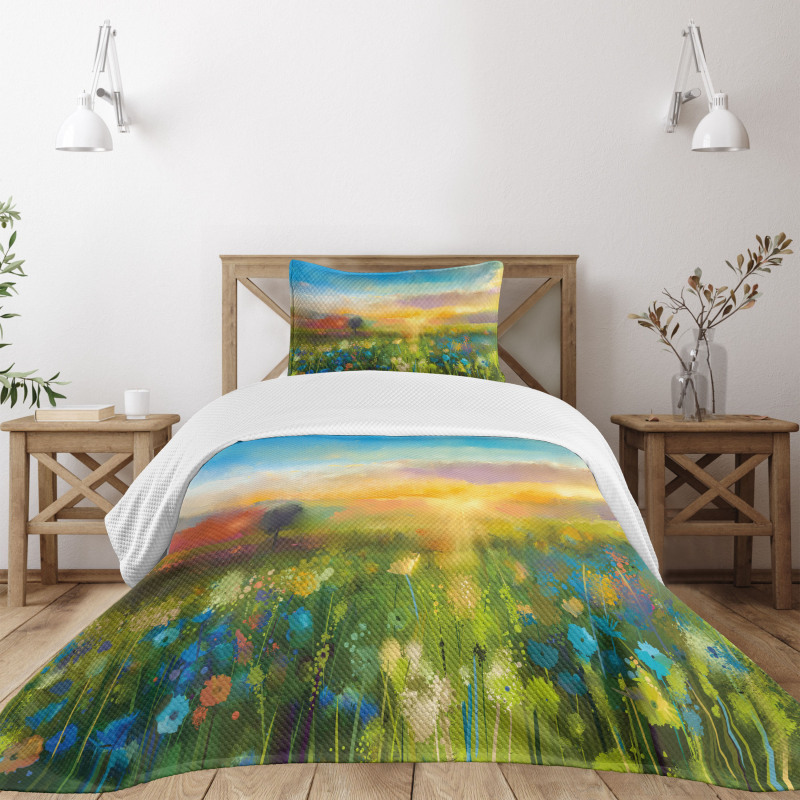 Dandelion Blooms in Meadow Bedspread Set