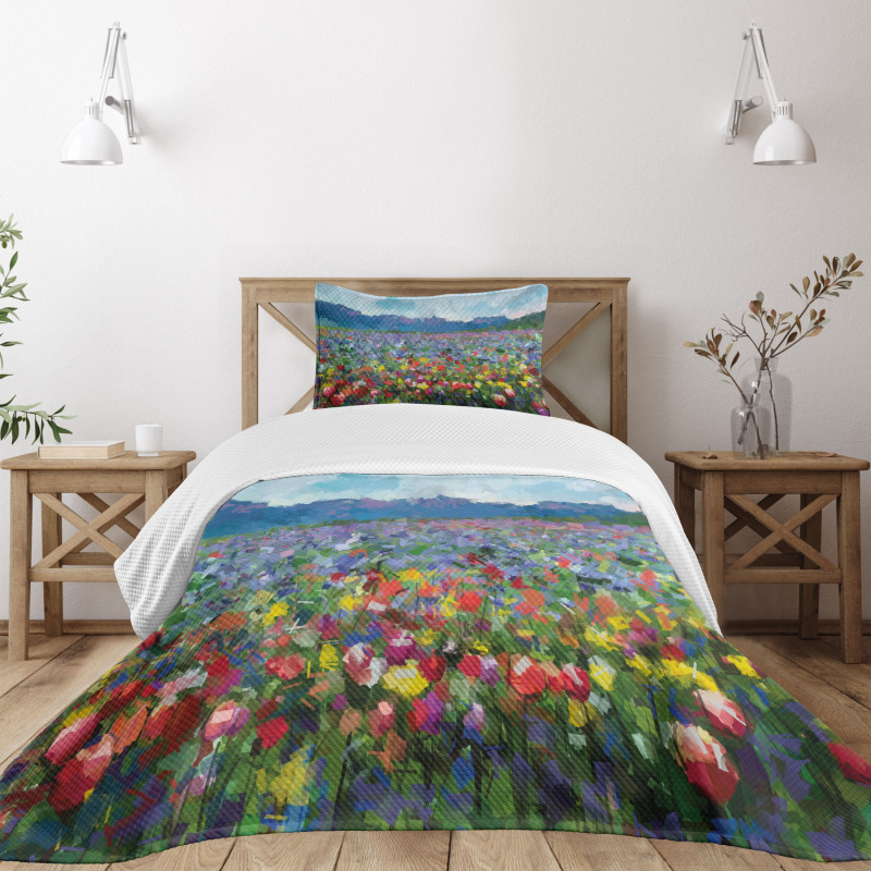 Rural Landscape Tulip Bedspread Set