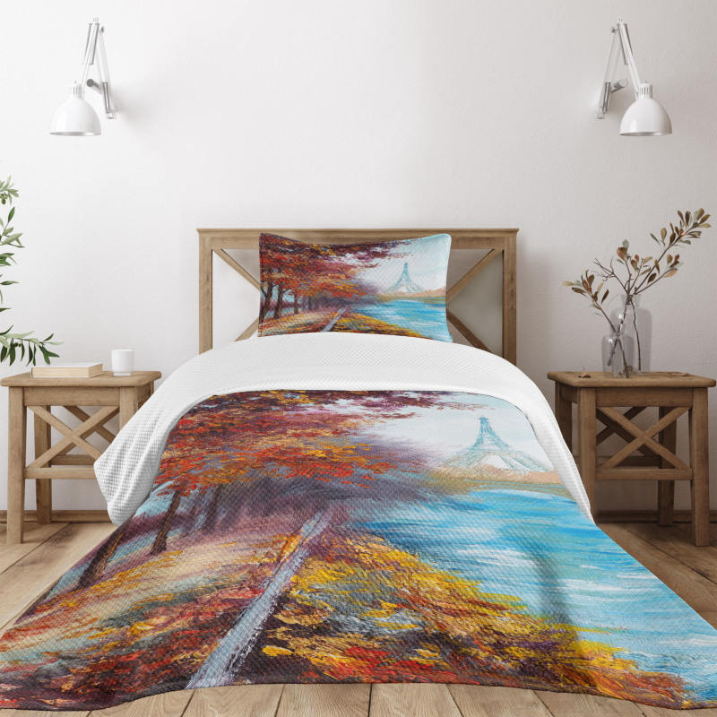 Eiffel Tower from River Bedspread Set
