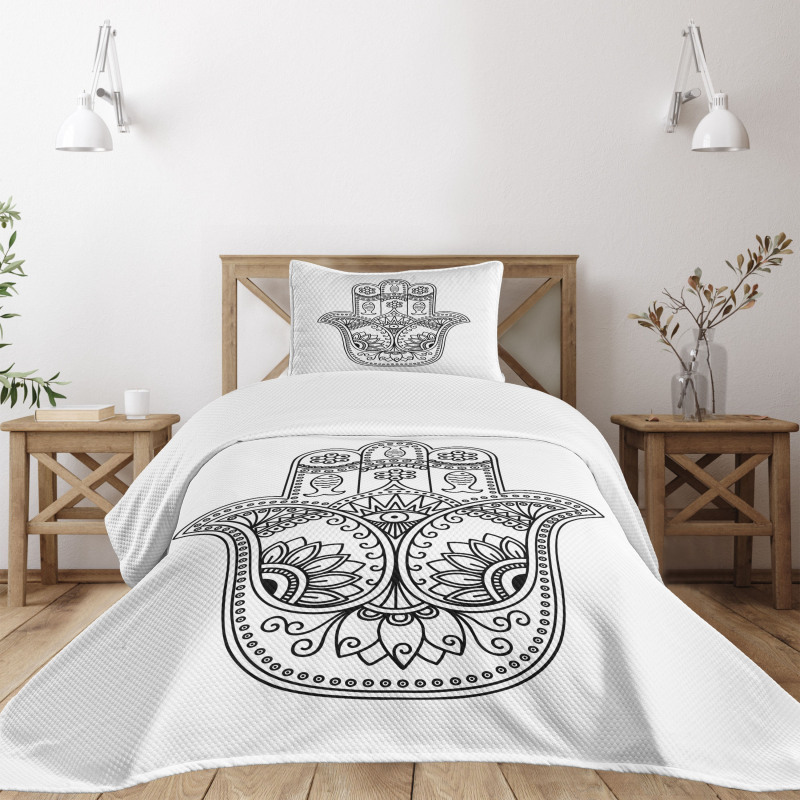 Fish Flowers Evil Eye Bedspread Set