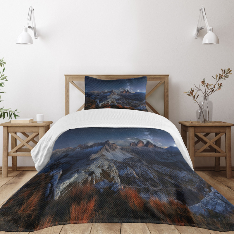 Italy Mountains Milky Way Bedspread Set