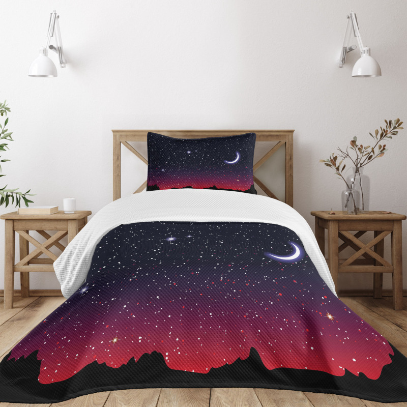 Red Sky Starry Landscape Bedspread Set