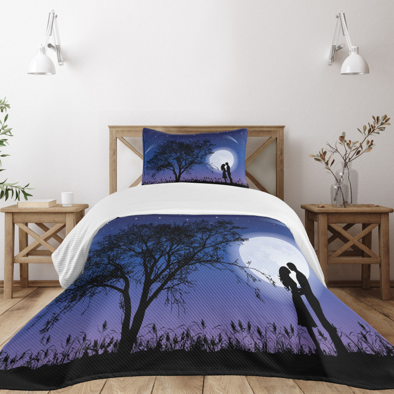 Romantic Man Woman Hug Bedspread Set