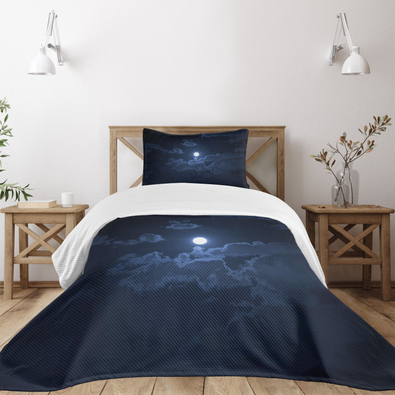 Full Moon Dark Clouds Fog Bedspread Set