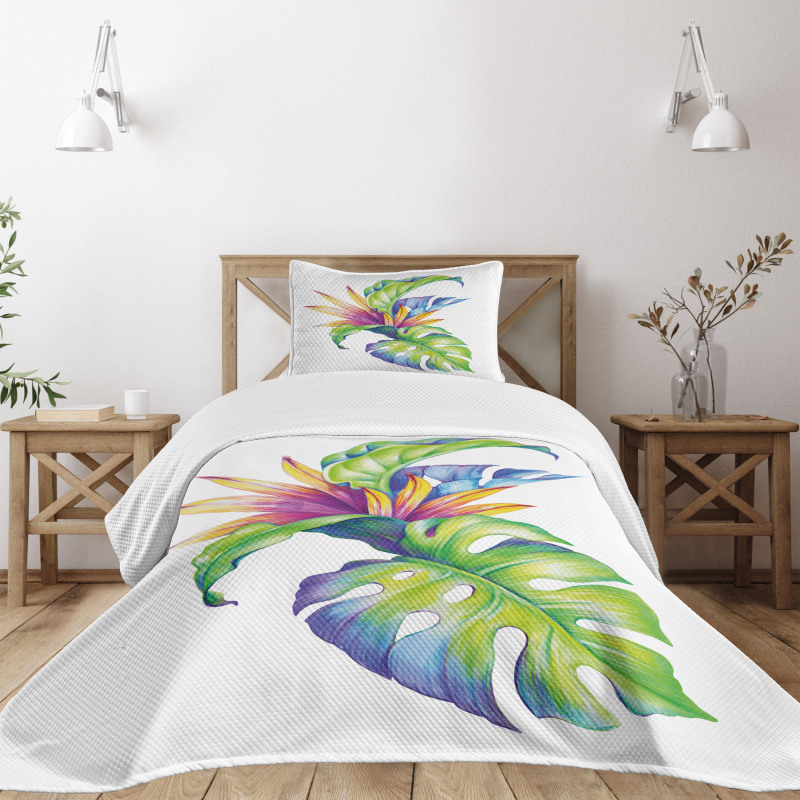 Abstract Colored Leaves Bedspread Set