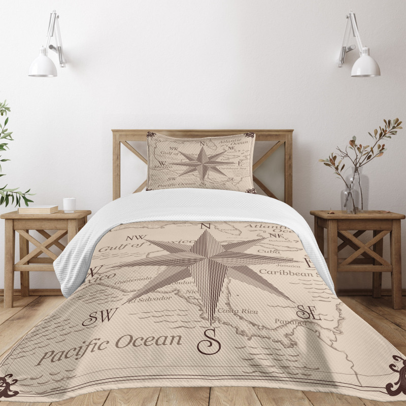 Central America Map Bedspread Set