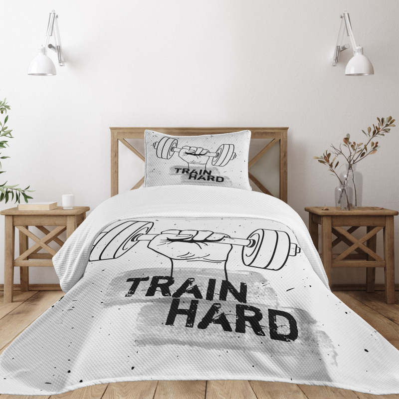 Dumbbell Hand Sketch Bedspread Set