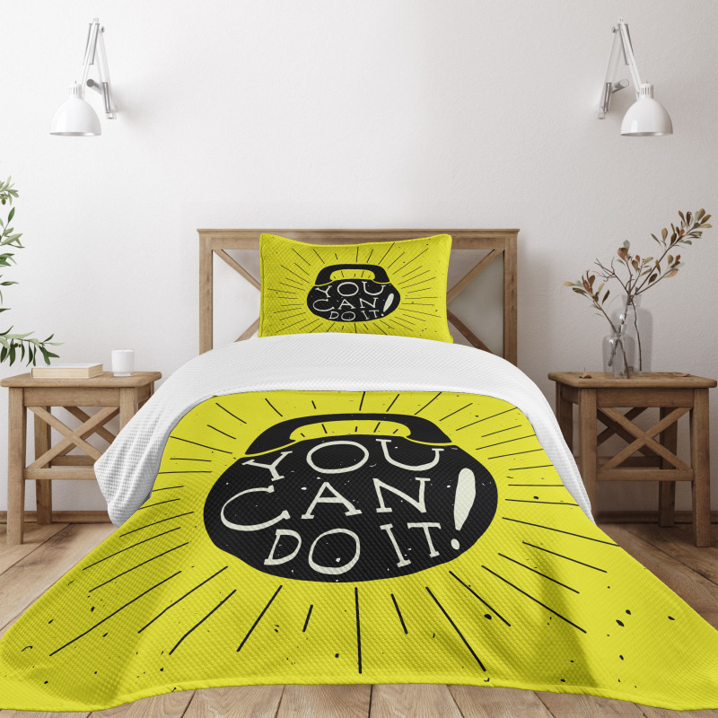 Weight Kettlebell Text Bedspread Set