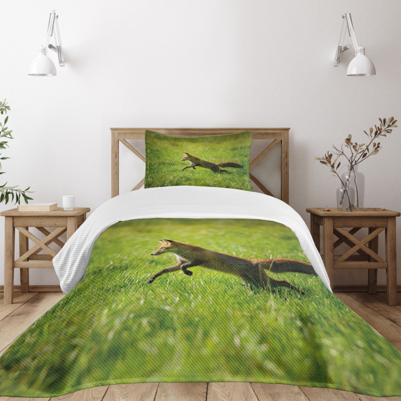 Jumping Animal Fresh Grass Bedspread Set