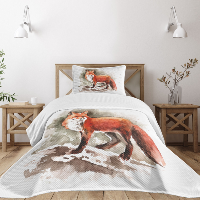 Watercolor Bushy Tail Tod Bedspread Set