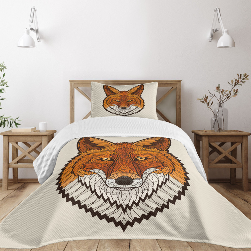 Mascot Face Mosaic Style Bedspread Set