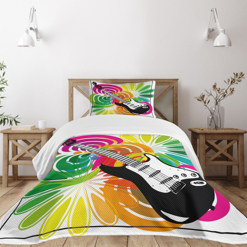 Flowers Guitar Bedspread Set