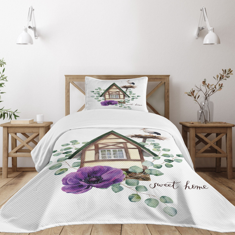 Watercolor Home Bedspread Set