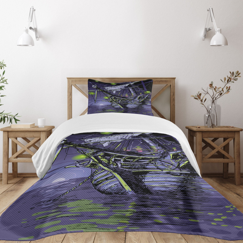 Ghost Vessel Island Bedspread Set