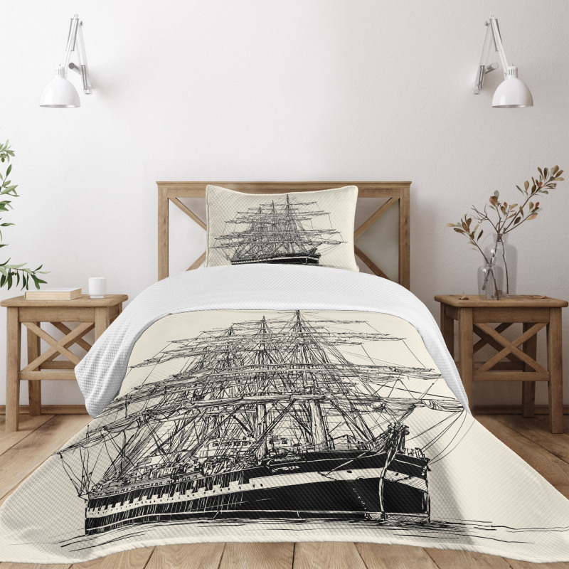 Sail Boat Vintage Bedspread Set