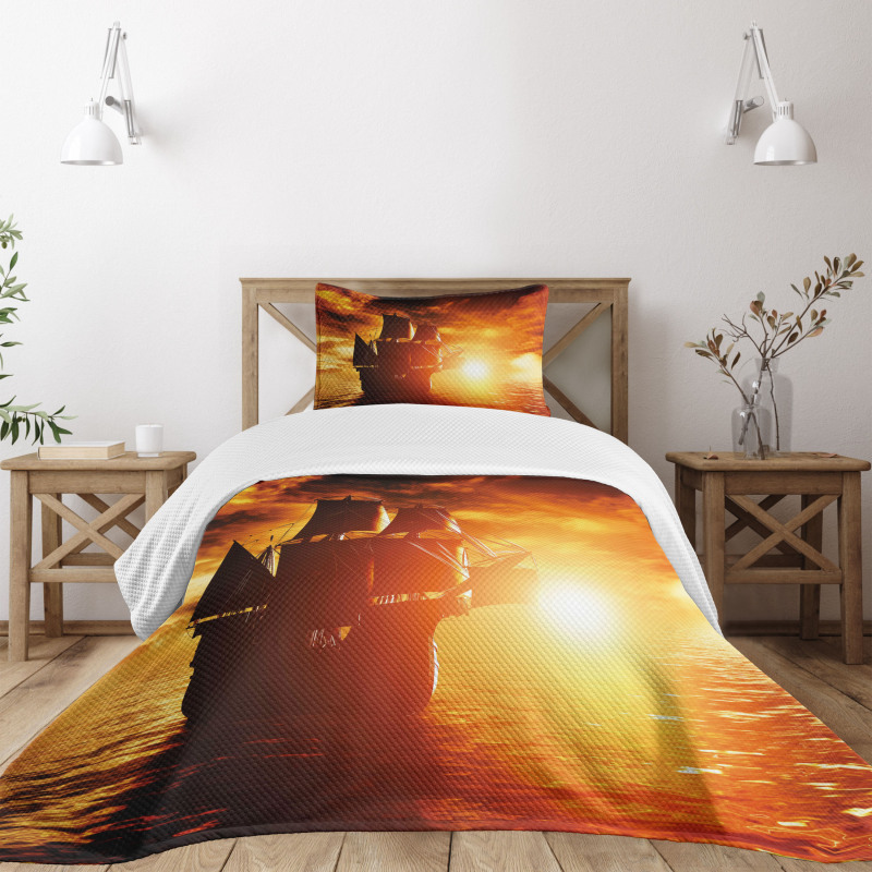 Ship Sunset Bedspread Set