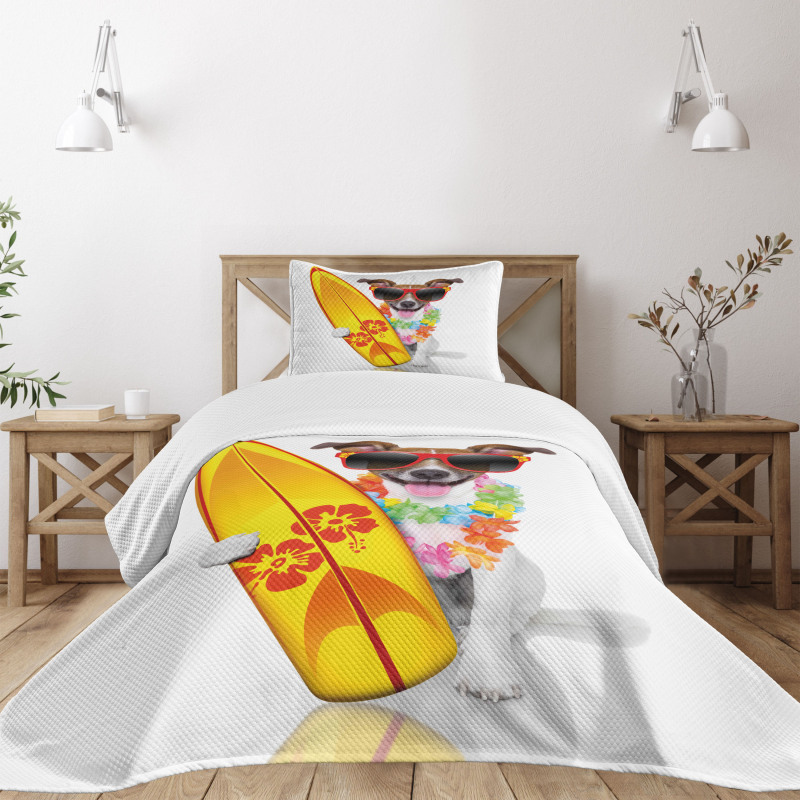 Surf Dog Glasses Bedspread Set