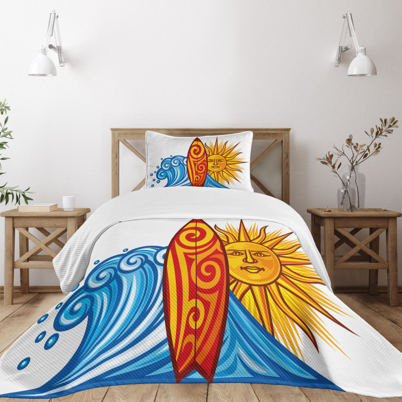 Ocean Wave Sun Bedspread Set