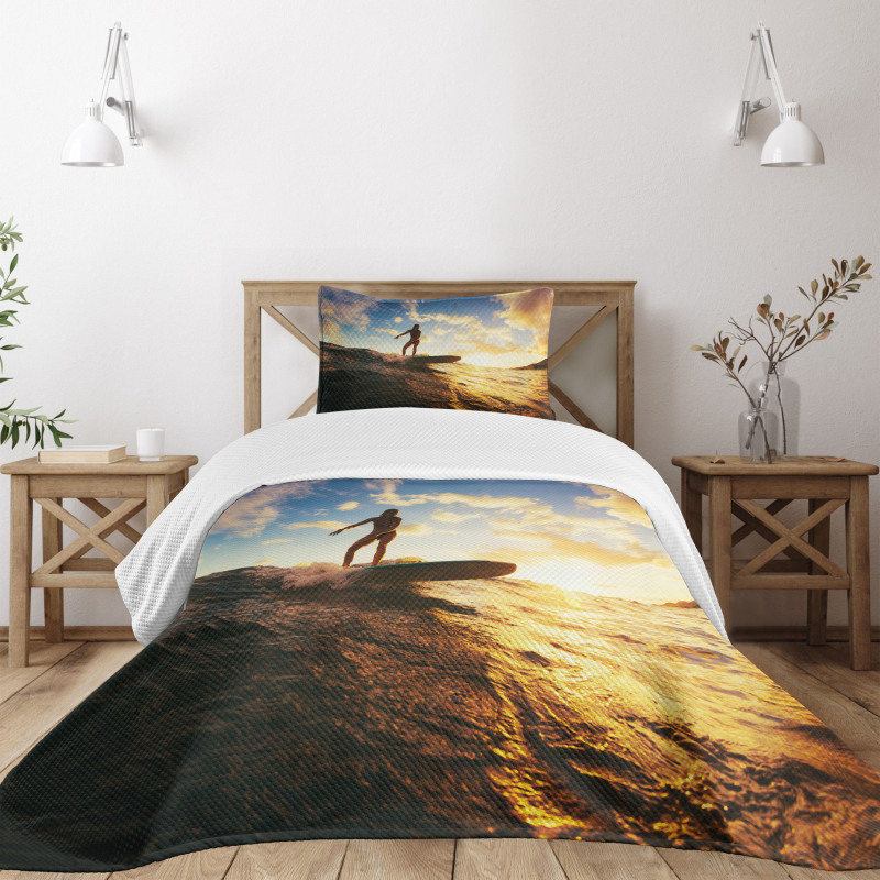 Sunset Surf Woman Bedspread Set