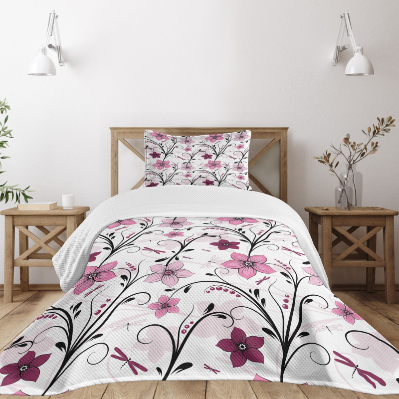 Shabby Plant Florets Bedspread Set