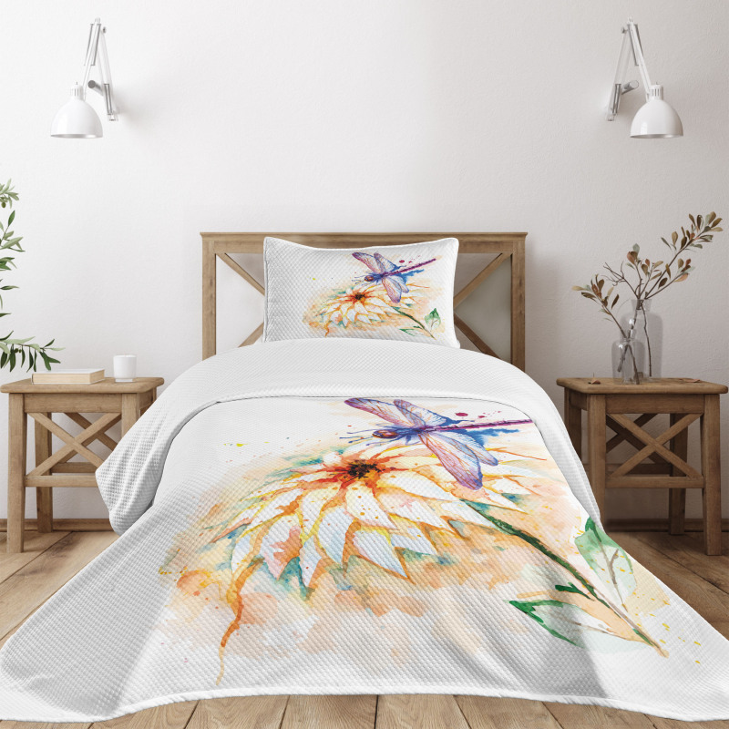 Watercolor Lily Bloom Bedspread Set