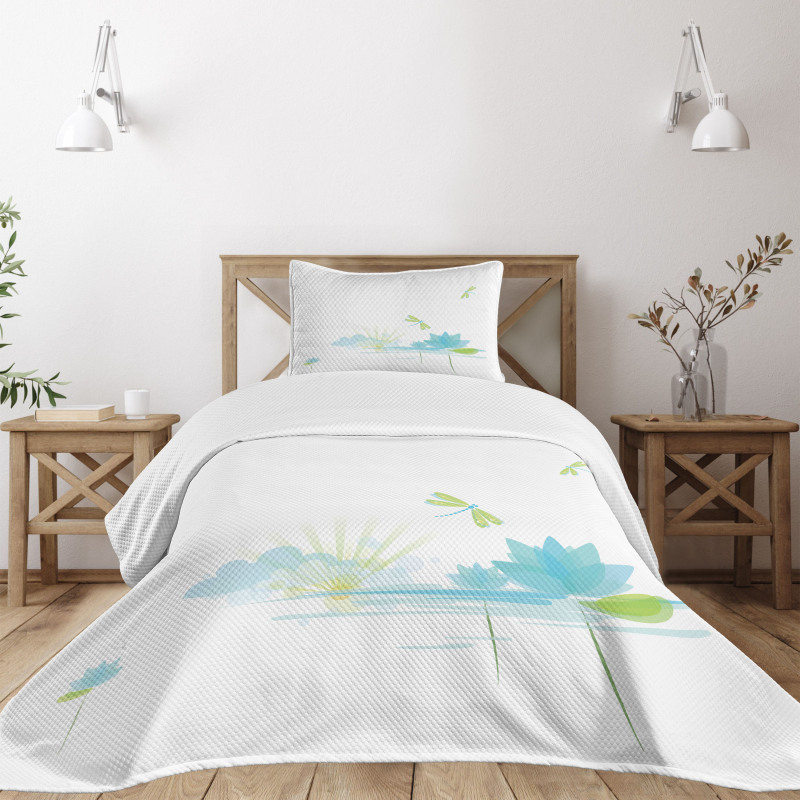 Waterlily Nature Lake Bedspread Set