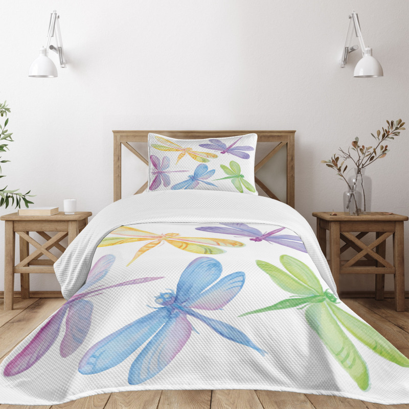 Watercolor Winged Bug Bedspread Set