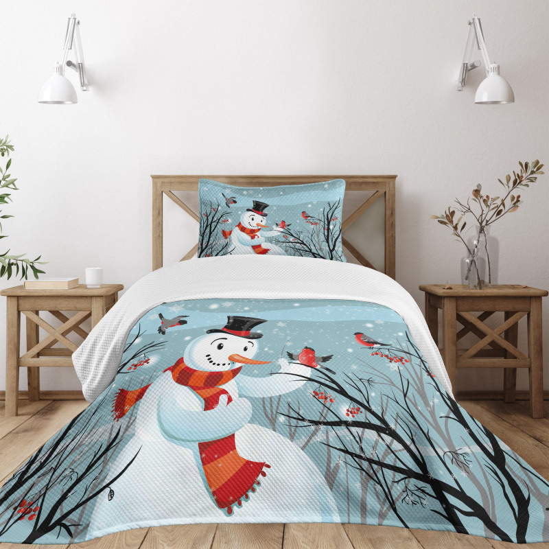 Snowy Winter Tree Bedspread Set