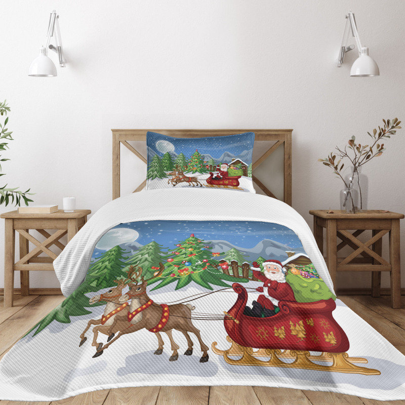 Snowdrift Reindeers Bedspread Set