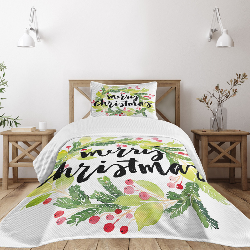 Watercolor Wreath Bedspread Set