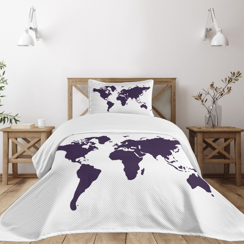 Vivid Indigo World Graphic Bedspread Set