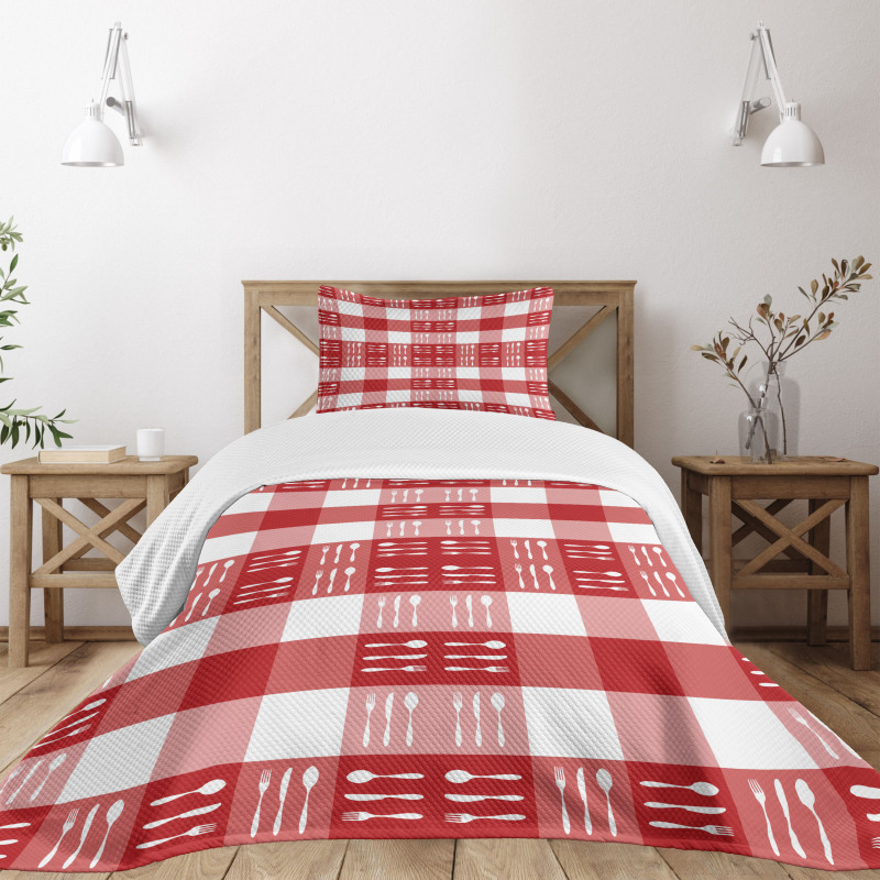 Cutlery Dining Tile Bedspread Set