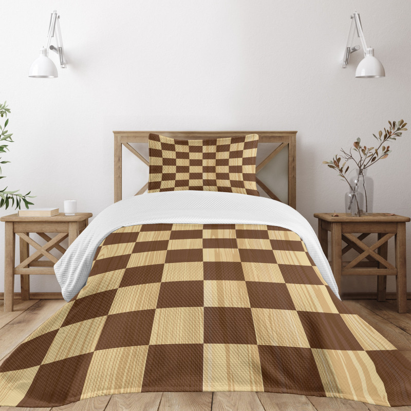 Checkerboard Wooden Bedspread Set