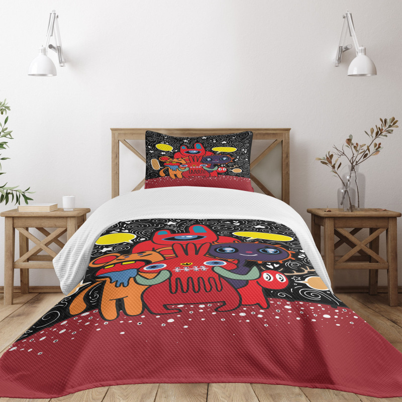 Monster Funny Characters Bedspread Set