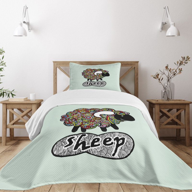 Hipster Doodle Fun Sheep Bedspread Set