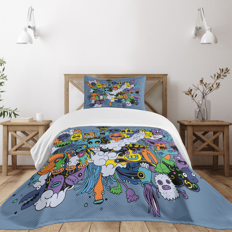 Funky Monsters Society Bedspread Set