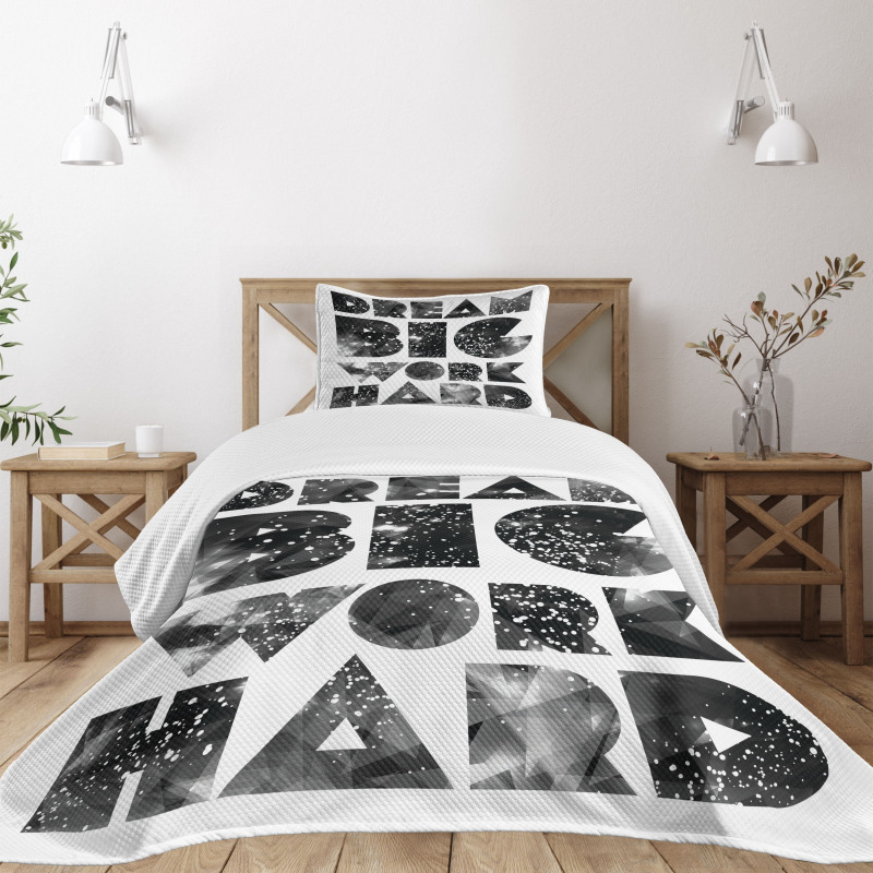 Words with Galaxy Stars Bedspread Set