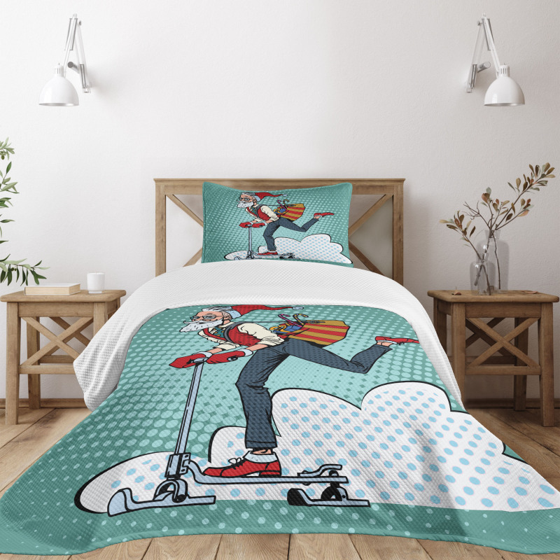 Pop Art Hipster Santa Bedspread Set