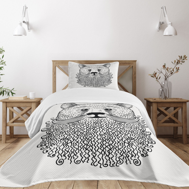 Doodle Bear with Beard Bedspread Set