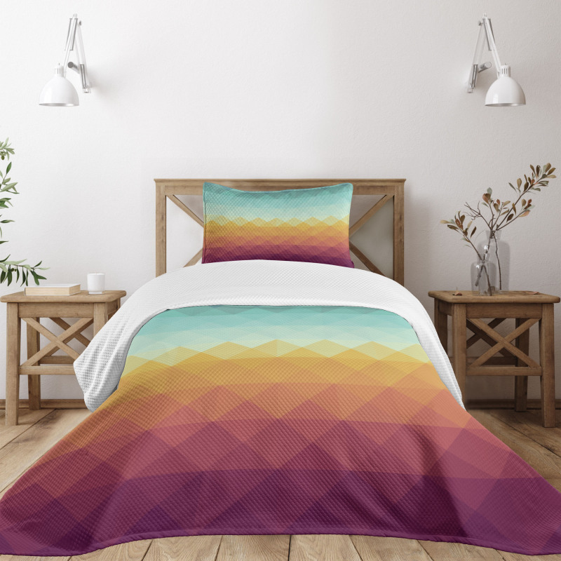 Abstract Checkered Pastel Bedspread Set