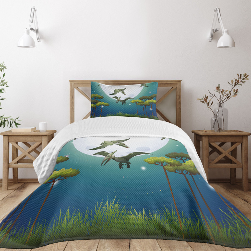 Flying Cartoon Animals Bedspread Set