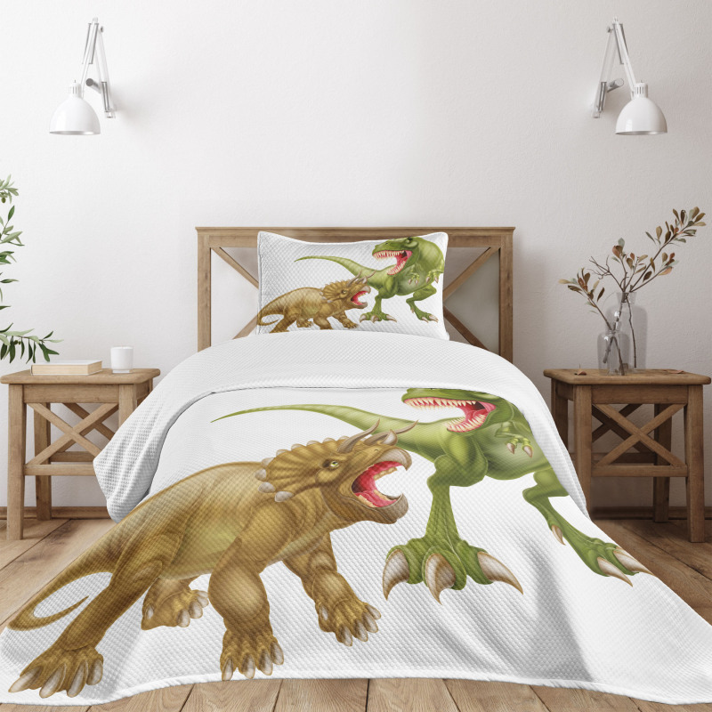 2 Dinosaurs Pattern Bedspread Set