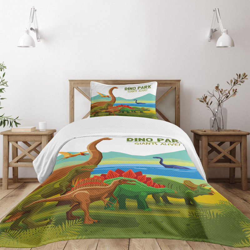 Dino Park Alive Theme Bedspread Set