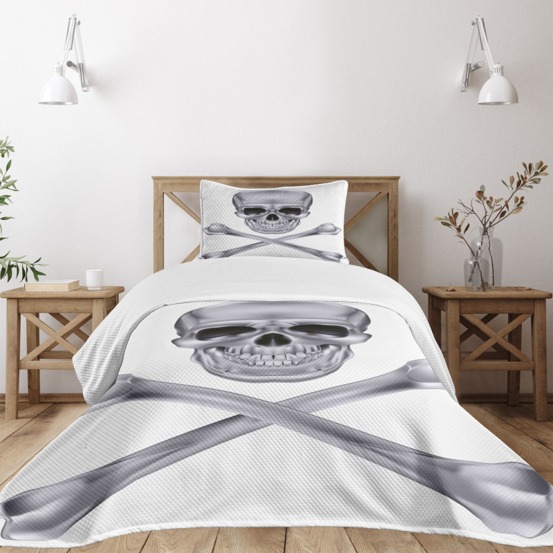 Vivid Skull Crossbones Bedspread Set